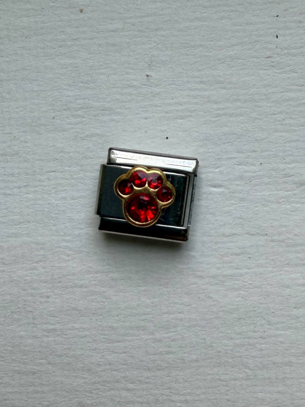 Italian Charm Link with Red Paw Print Crystal